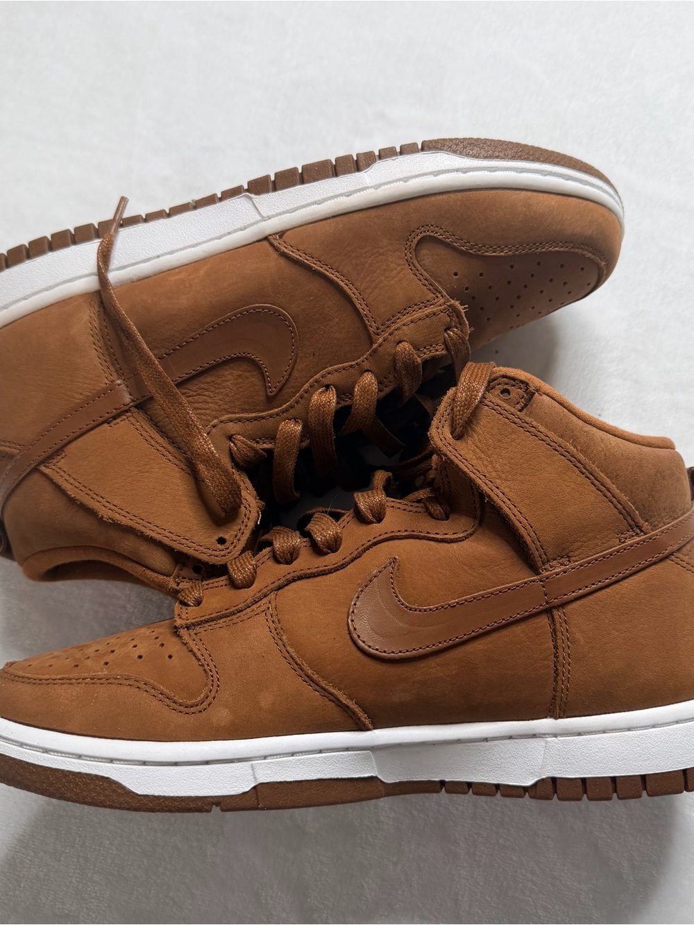 Nike Leather High-Top Sneakers in Chestnut Brown